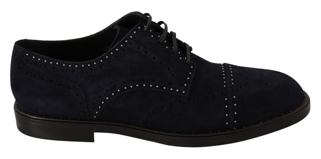 Dolce & Gabbana Blaue Derby-Schuhe aus Wildleder mit Nieten