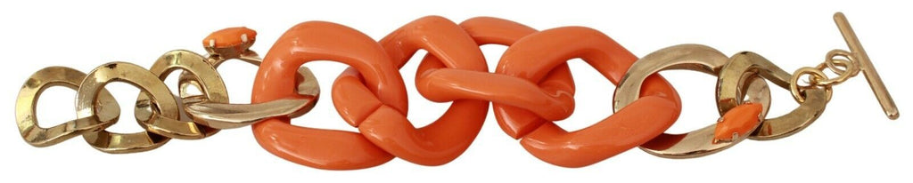 Ermanno Scervino Gold-Orange-Kette breites Messing-Kunststoffarmband