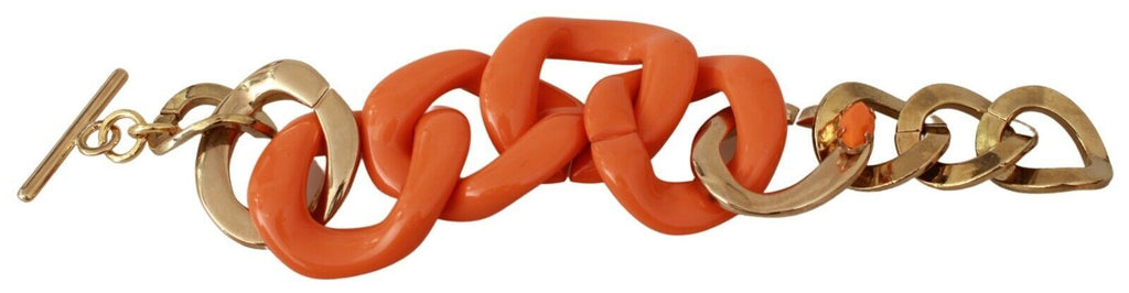 Ermanno Scervino Gold-Orange-Kette breites Messing-Kunststoffarmband