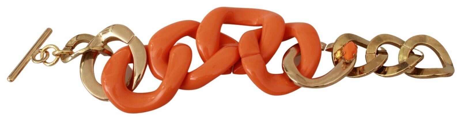 Ermanno Scervino Gold-Orange-Kette breites Messing-Kunststoffarmband