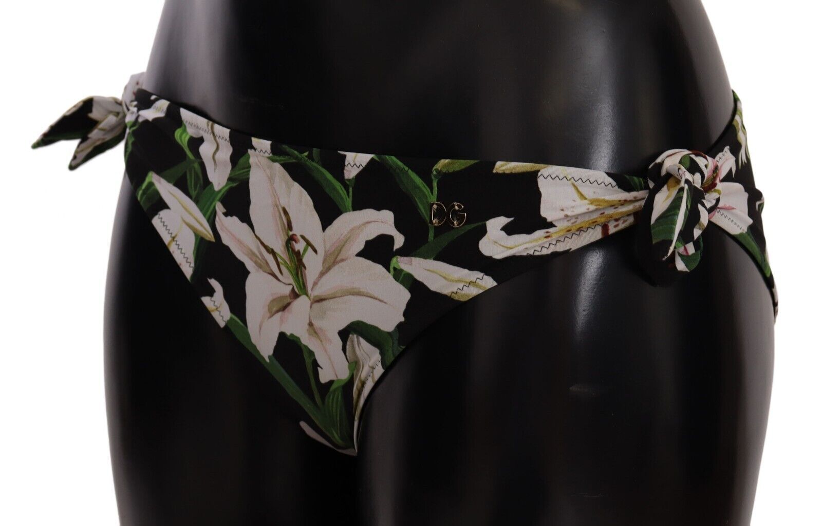 Dolce & Gabbana Bikini-Unterteil Schwarz Lily Print Badeanzug Bademode