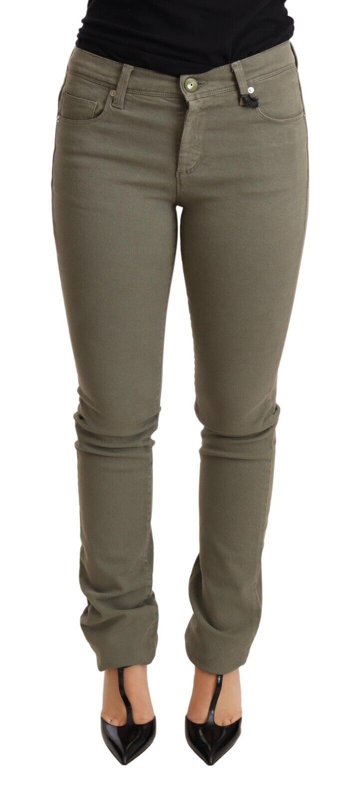 Ermanno Scervino Grüne Low Waist Skinny Slim Trouser Baumwolljeans