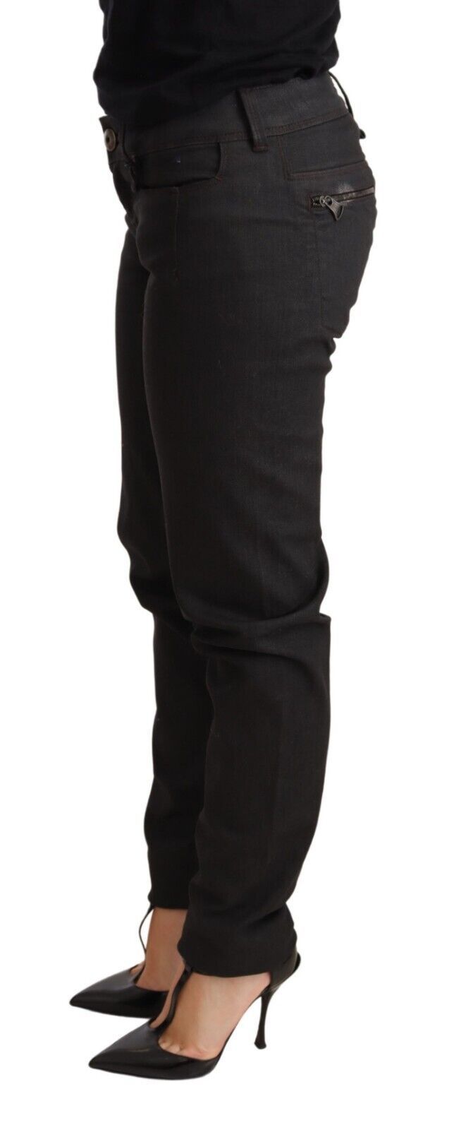 Ermanno Scervino Schwarze Skinny Slim Trouser Baumwolljeans mit niedriger Taille