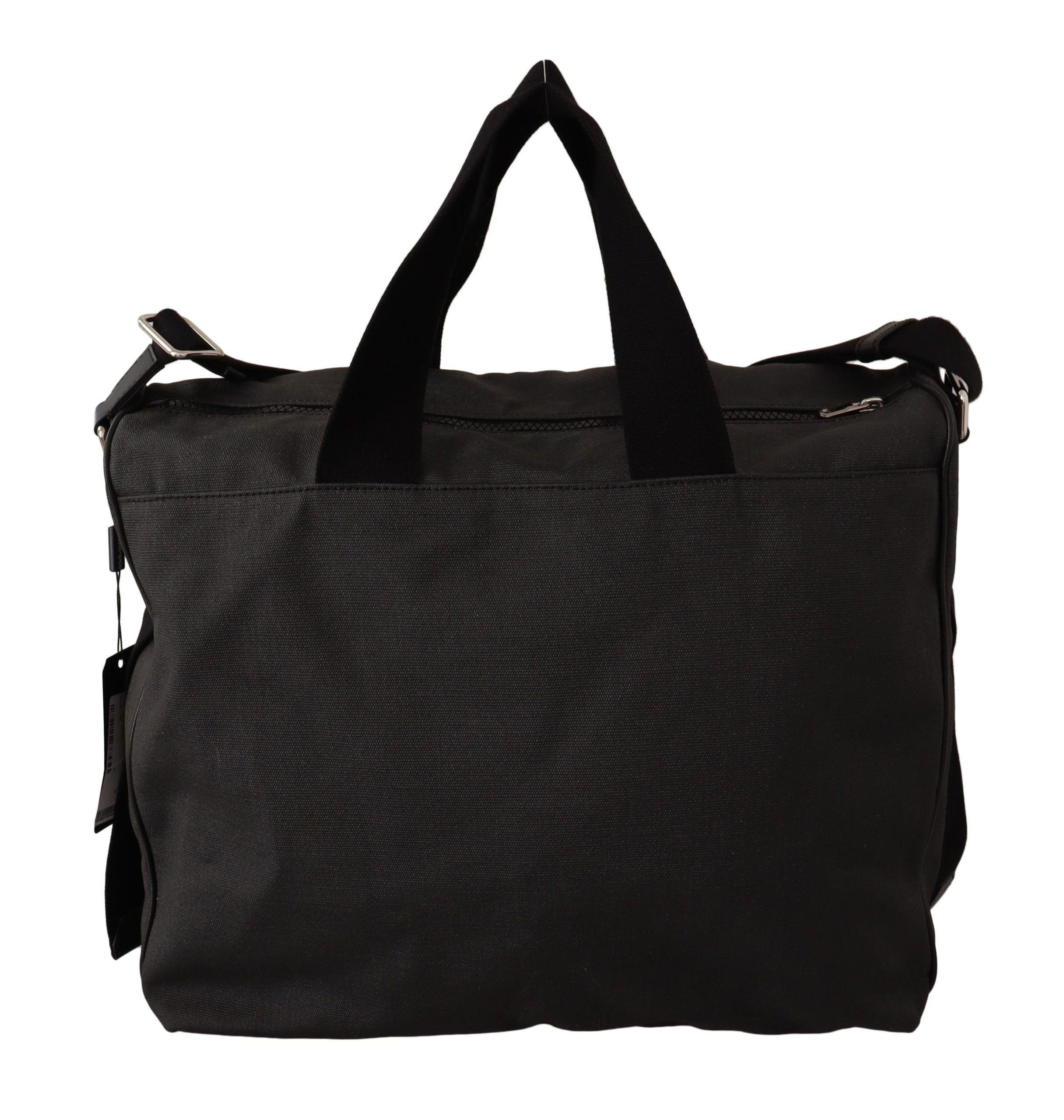 Dolce & Gabbana Schwarze Denim-Leder-Schulterriemen-Messengertasche