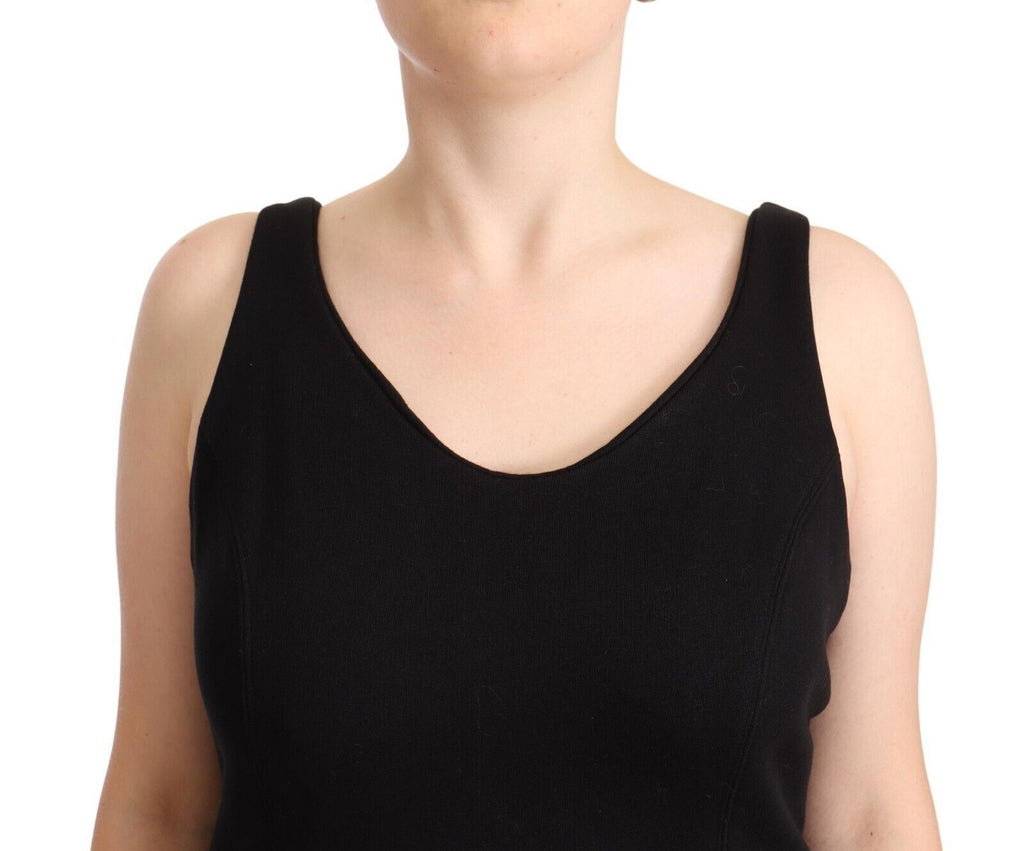 Ermanno Scervino Schwarzes Cotton Sleevelesss Tank Casual Top