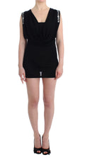 Roccobarocco Schwarzes verschönertes Jersey-Mini-Etuikleid