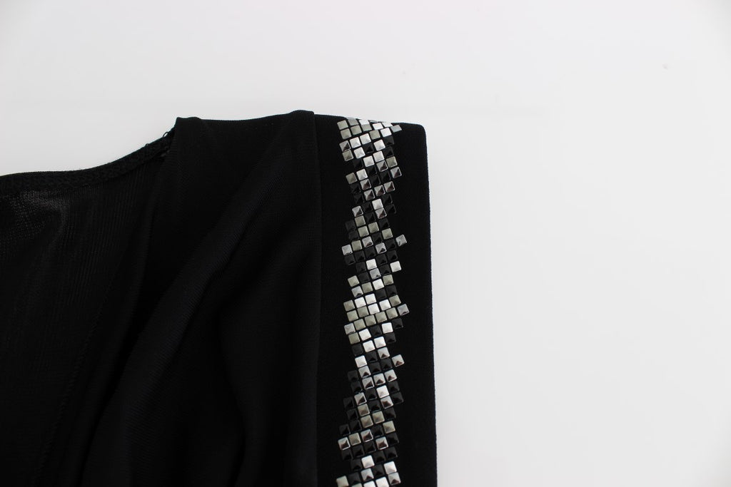 Roccobarocco Schwarzes verschönertes Jersey-Mini-Etuikleid
