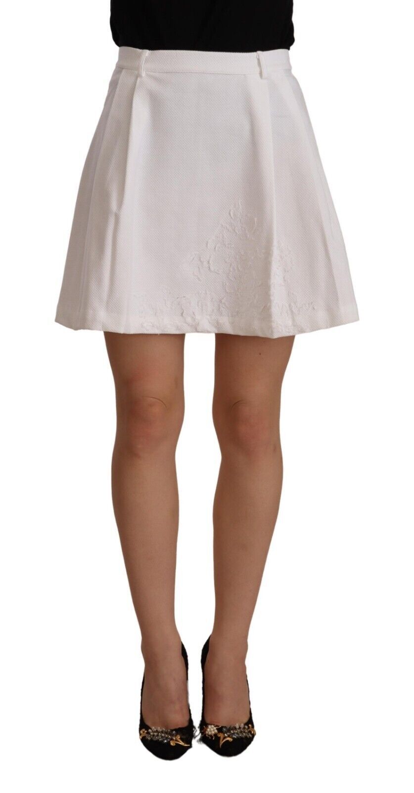 Ermanno Scervino Weißer A-Linien-Minirock mit hoher Taille aus Baumwolle