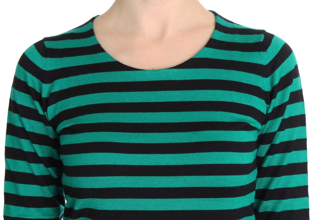 Dolce & Gabbana Green Black Silk Cashmere Sweater