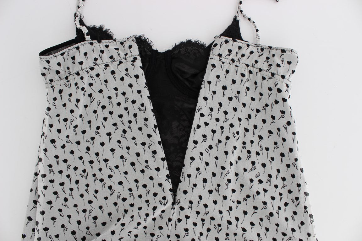 Dolce & Gabbana Schwarzes Seiden-Spitzen-Babydoll-Dessous-Top