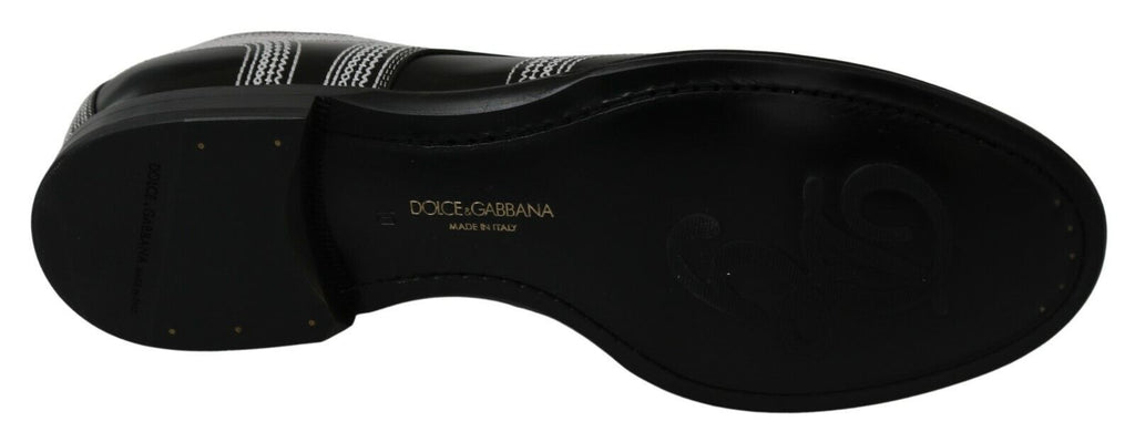 Dolce & Gabbana Schwarze Leder Derby Formal Weiße Spitzenschuhe