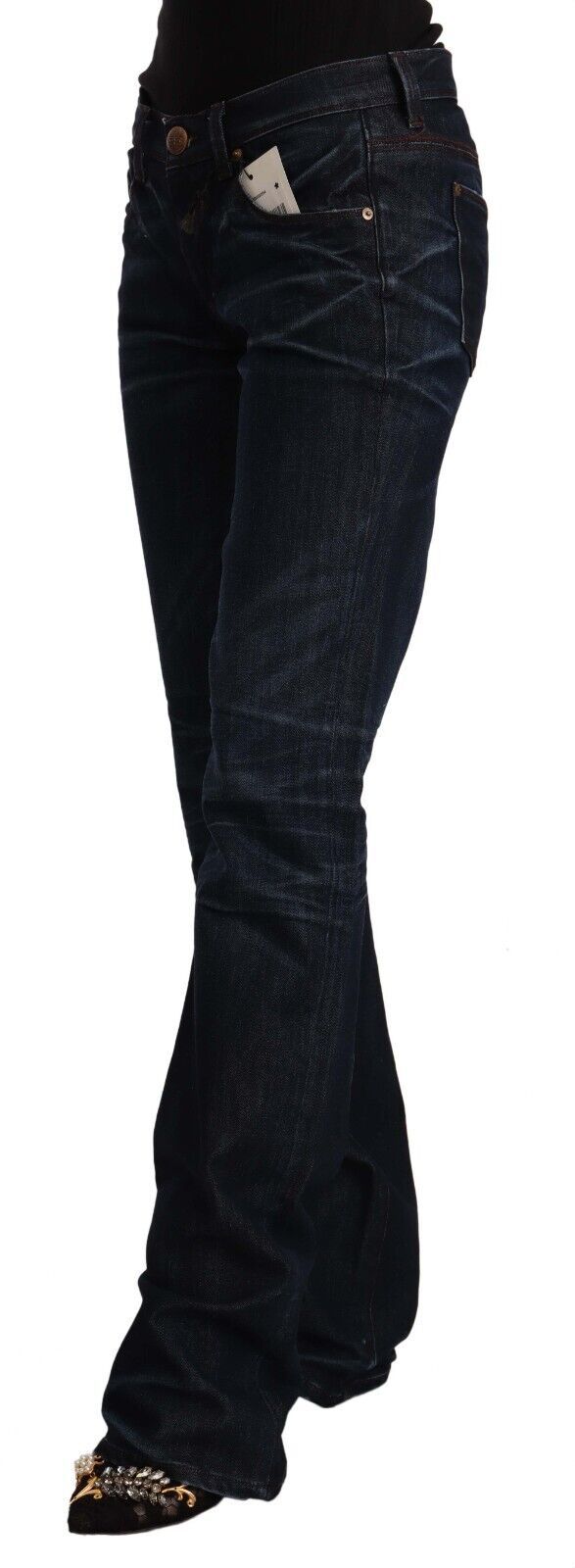 Ermanno Scervino Dunkelblaue Straight-Jeans aus Baumwoll-Denim mit mittlerer Taille
