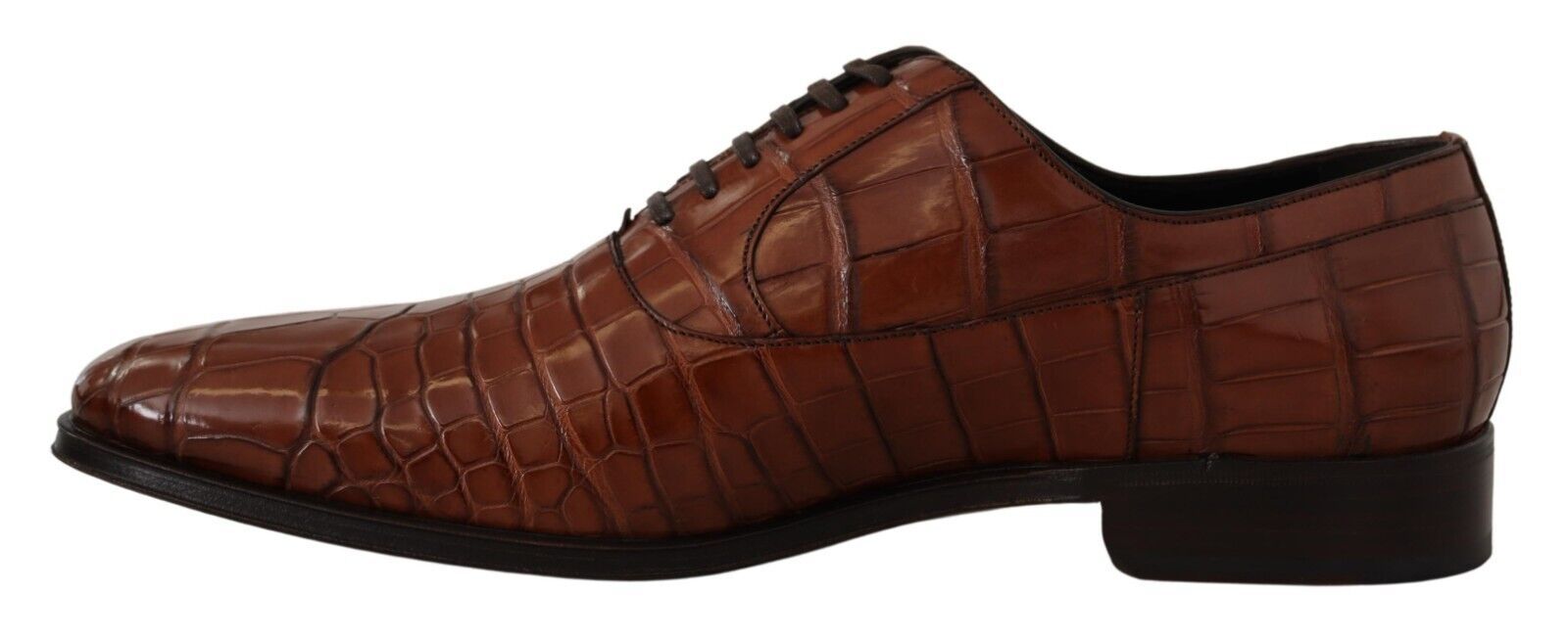 Dolce & Gabbana Braunes Krokodilleder Herren Derby Schuhe