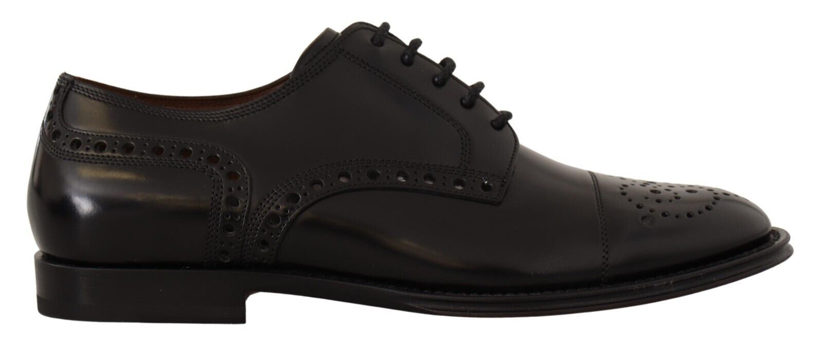 Dolce & Gabbana Schwarzes Leder Wingtip Herrenformal Derby Schuhe