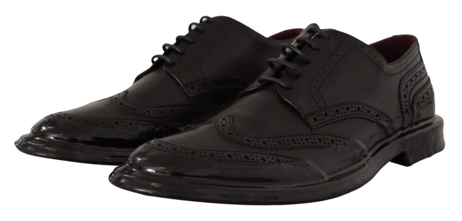 Dolce & Gabbana Schwarze Leder Oxford Wingtip Formelle Derby Schuhe