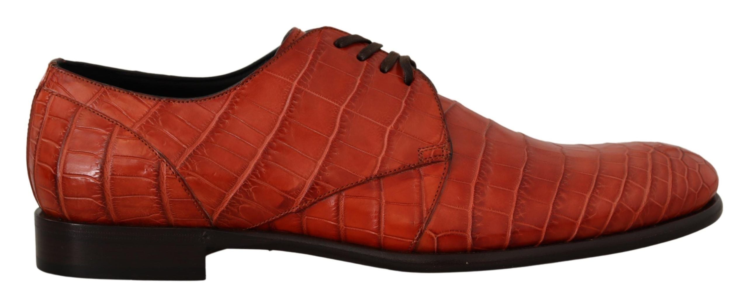 Dolce & Gabbana Orangefarbene Derby-Schuhe aus exotischem Leder