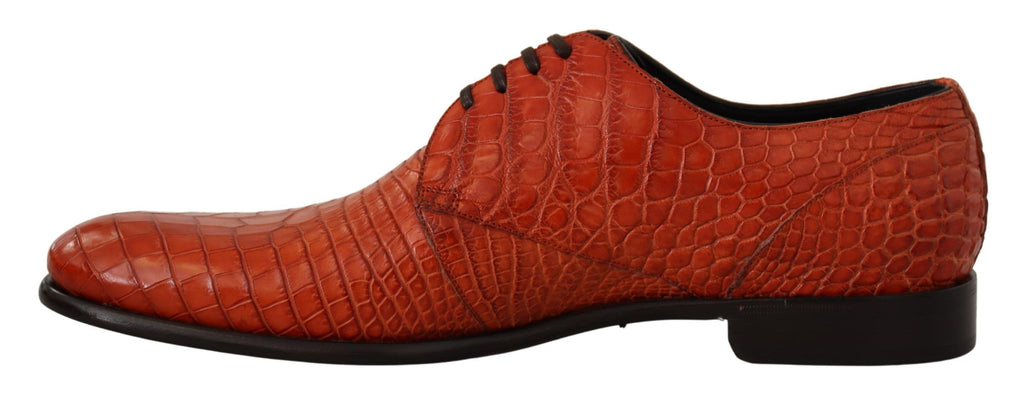 Dolce & Gabbana Orangefarbene Derby-Schuhe aus exotischem Leder