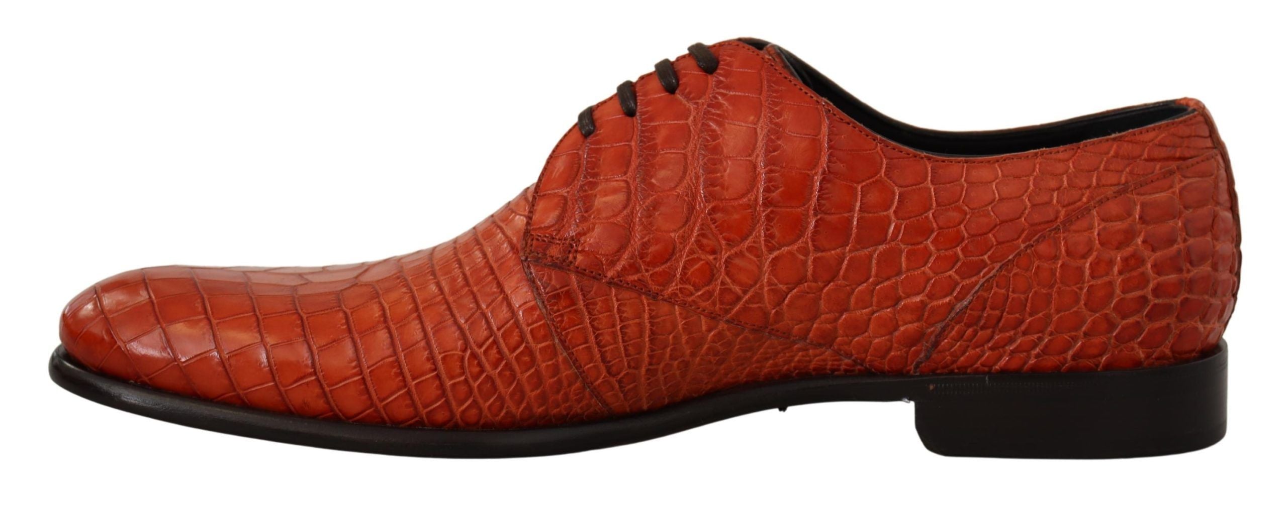 Dolce & Gabbana Orangefarbene Derby-Schuhe aus exotischem Leder