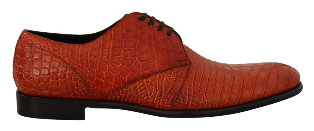 Dolce & Gabbana Orangefarbene Derby-Schuhe aus exotischem Leder