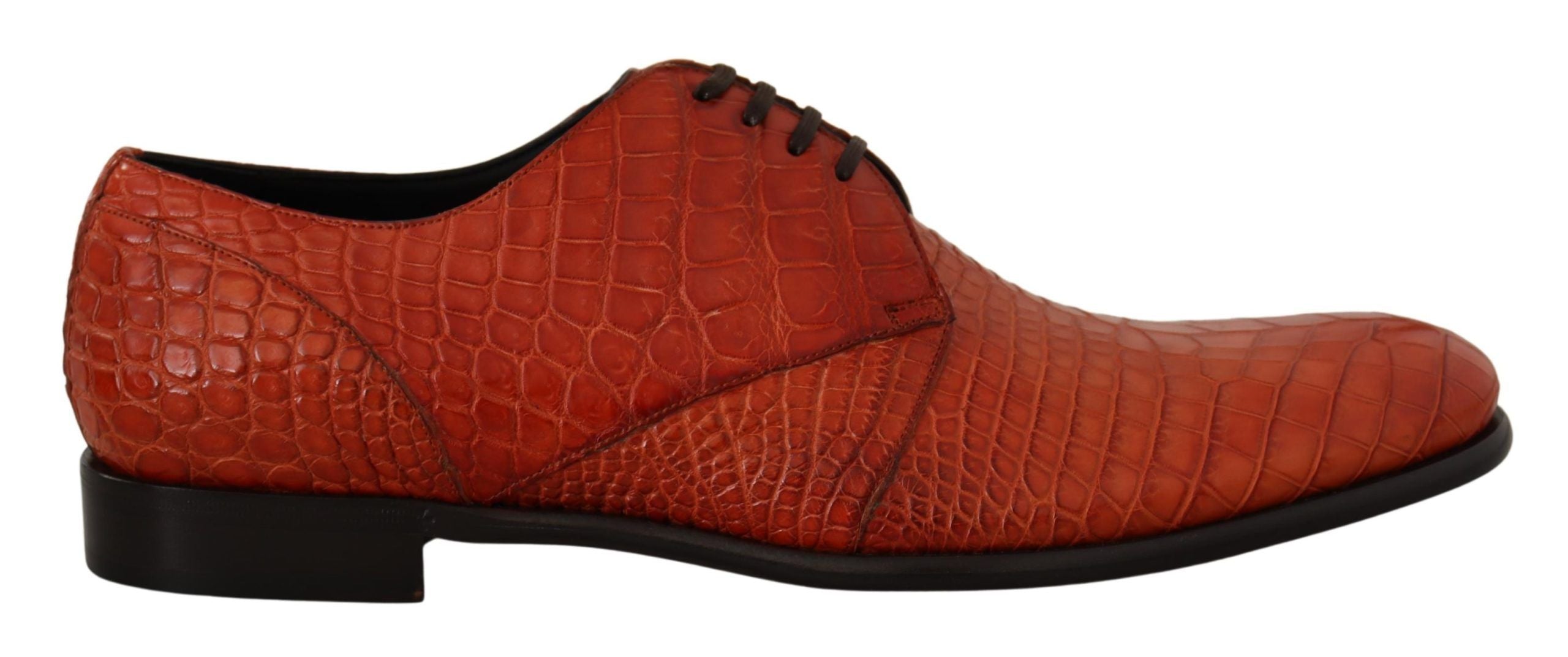 Dolce & Gabbana Orangefarbene Derby-Schuhe aus exotischem Leder