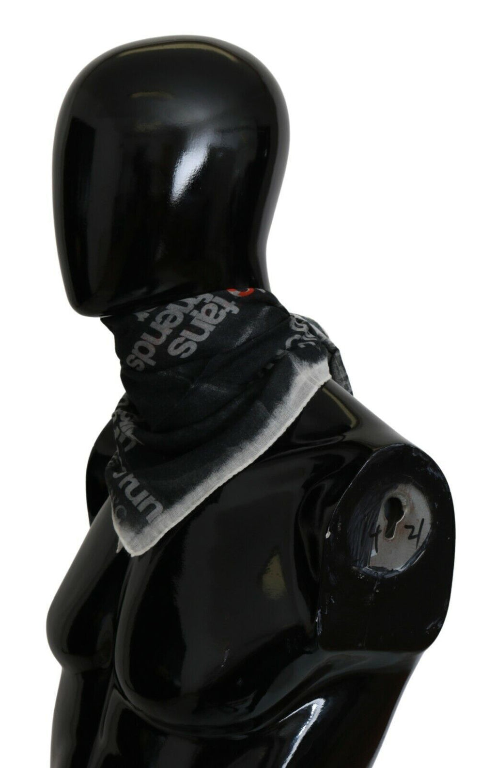 Costume National Dunkelgrauer Foulard-Schal aus Wolle mit Branding
