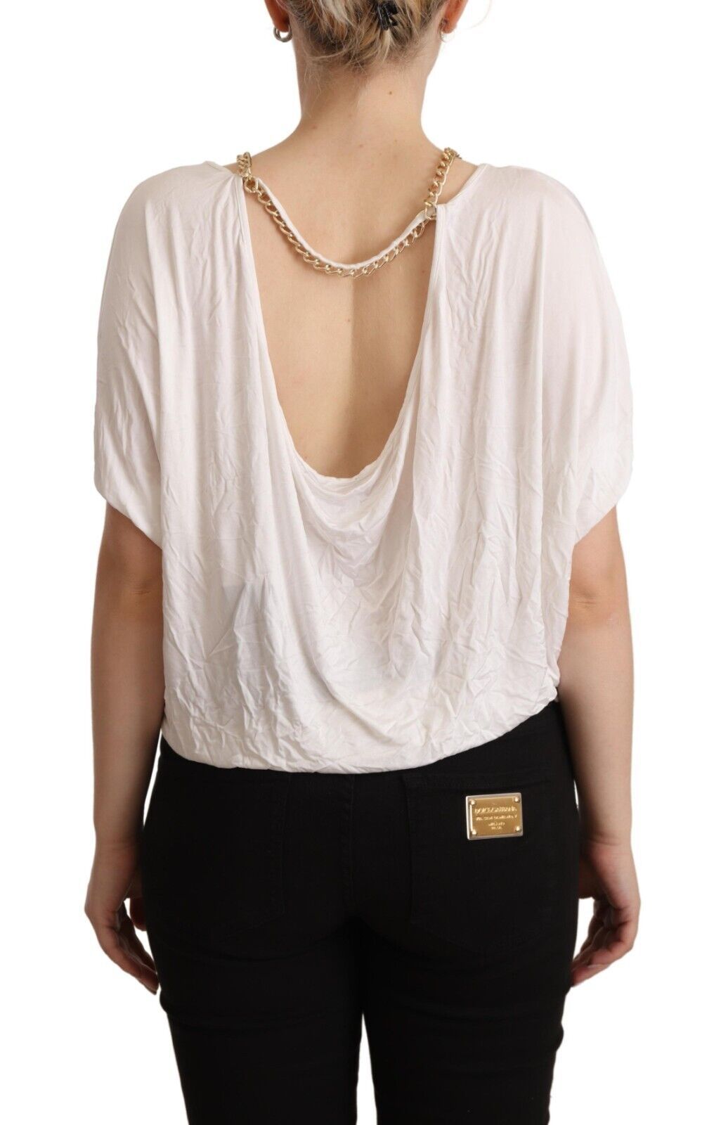 Guess By Marciano Weißes Kurzarm-T-Shirt mit Goldkette