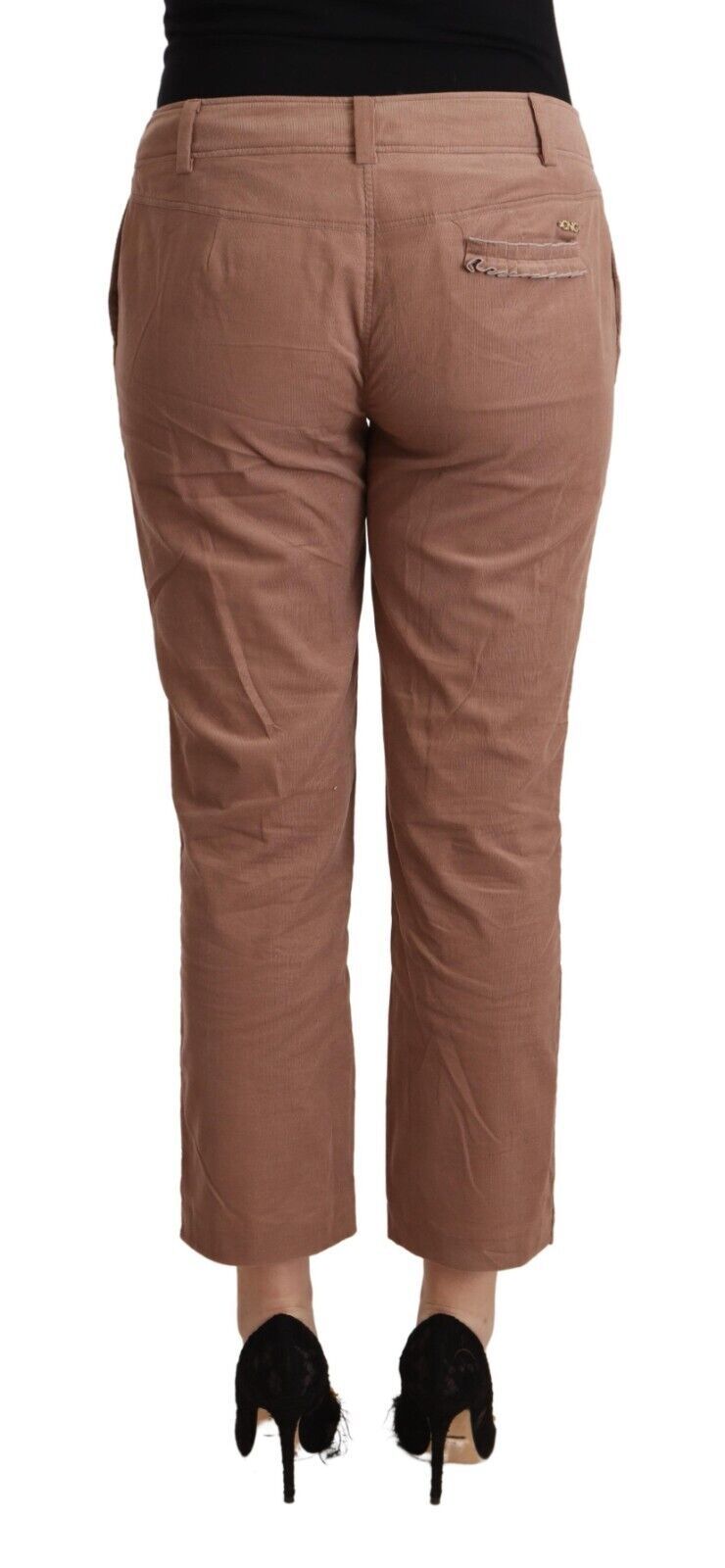 Costume National Braune Baumwoll-Cropped-Hose in Kegelform
