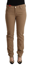 Jacob Cohen Braun Baumwolle Stretch Mid Waist Skinny Hose