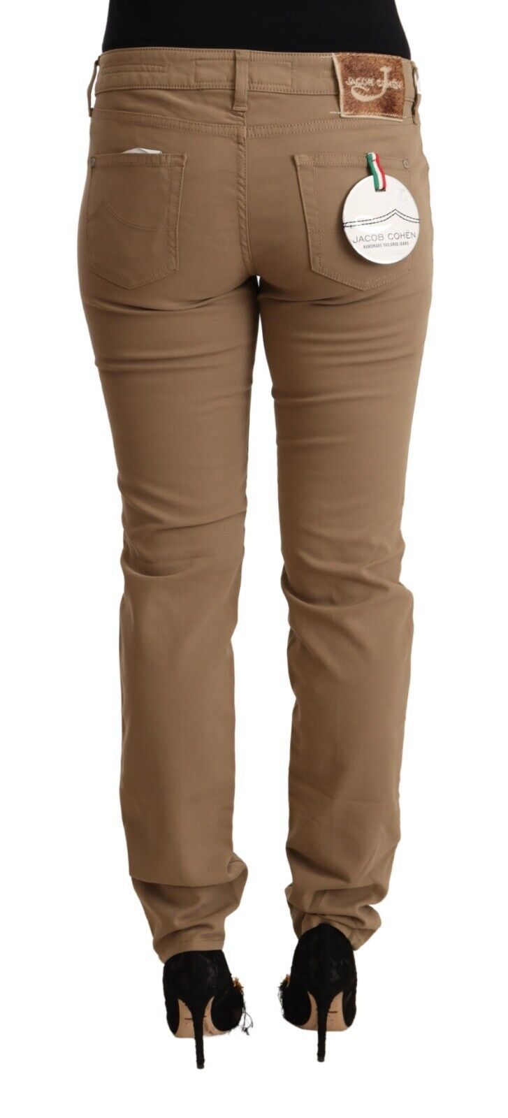 Jacob Cohen Braun Baumwolle Stretch Mid Waist Skinny Hose