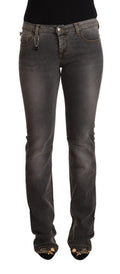 Costume National Graue gewaschene Straight Denim Jeans mit niedriger Taille