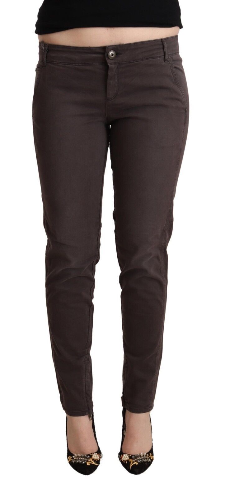 Ermanno Scervino Braune Hose aus Baumwolle mit niedriger Taille und schmaler Passform