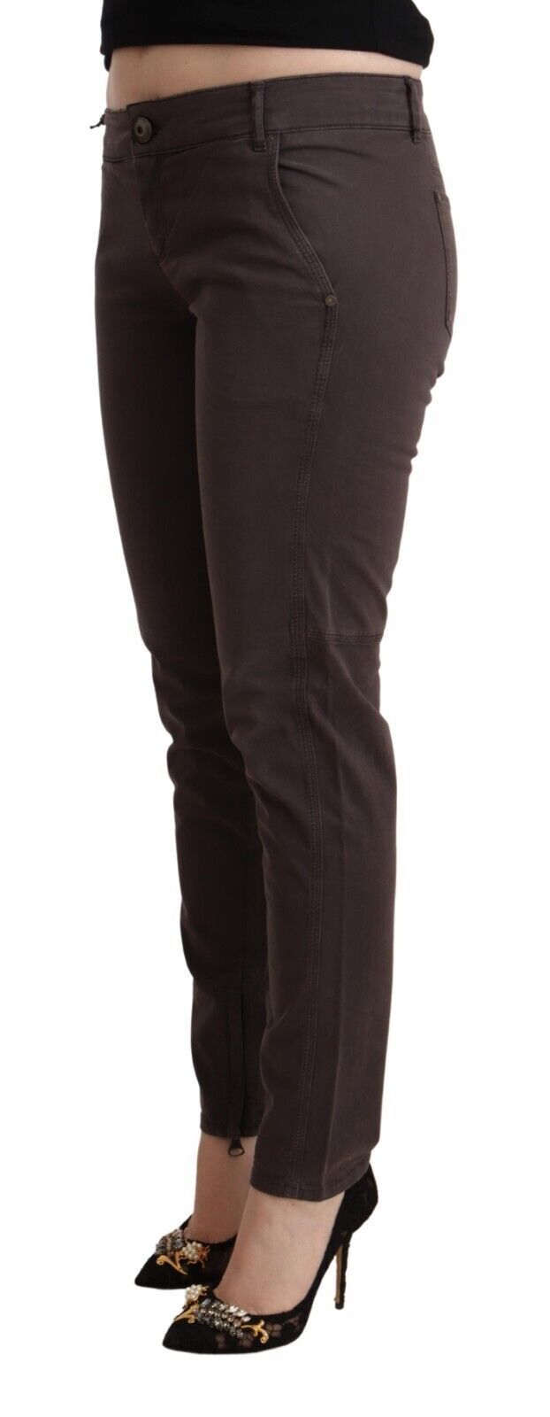 Ermanno Scervino Braune Hose aus Baumwolle mit niedriger Taille und schmaler Passform