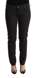 Ermanno Scervino Schwarze Skinny-Jeans aus Baumwoll-Denim mit niedriger Taille
