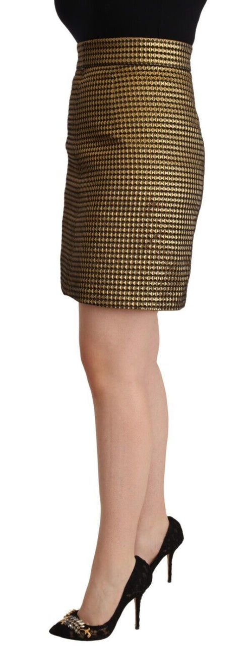Boutique Moschino Schwarzer Goldener A-Linien-Rock, oberhalb des Knies, leger
