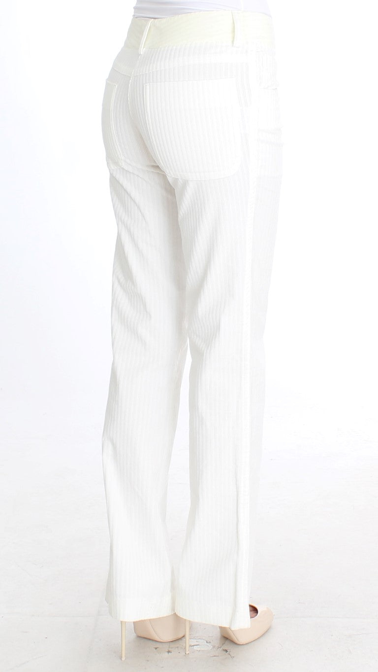 Ermanno Scervino Weiß gestreifte Straight Fit-Hose