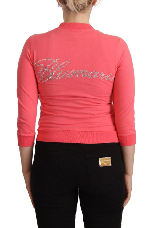 Blumarine Rosa 3/4-Arm Strickpullover mit Reißverschluss-Verzierung