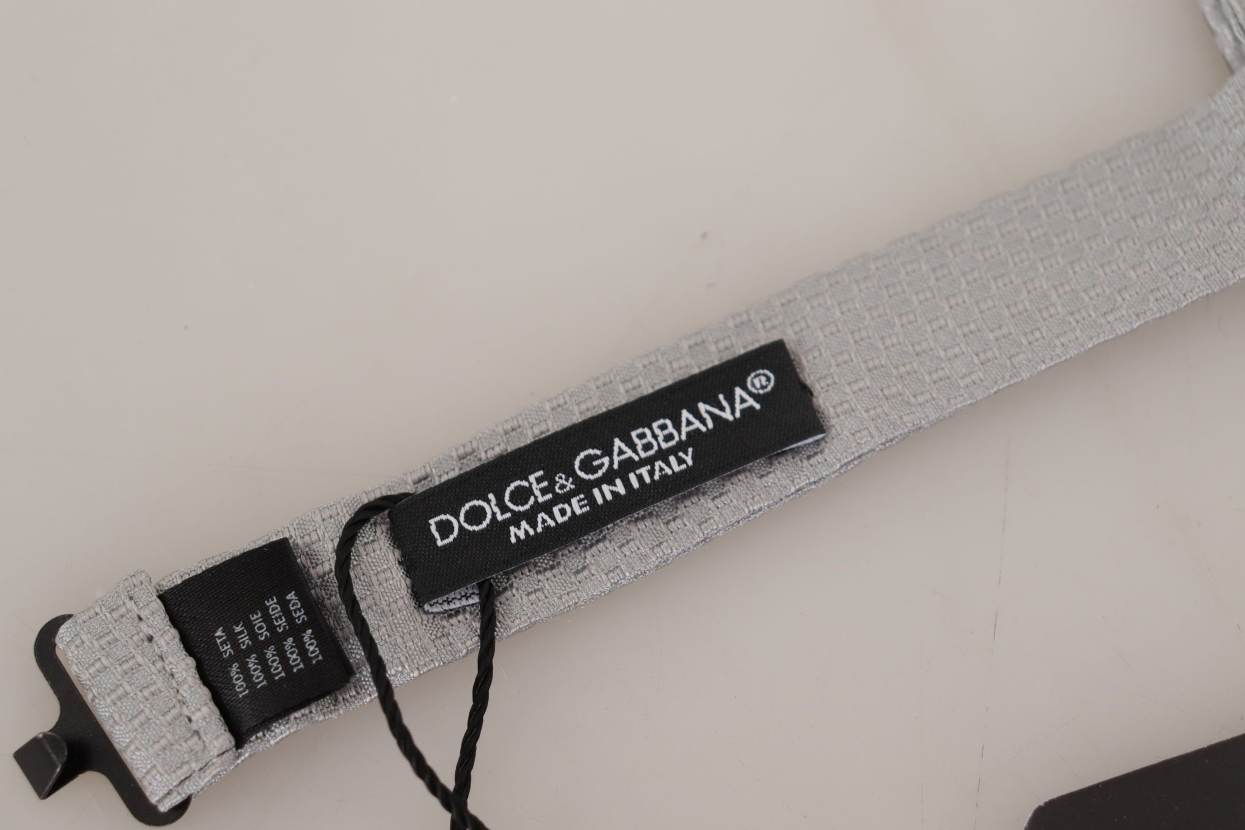 Dolce & Gabbana Grau 100% Seide Verstellbare Hals Papillon Krawatte