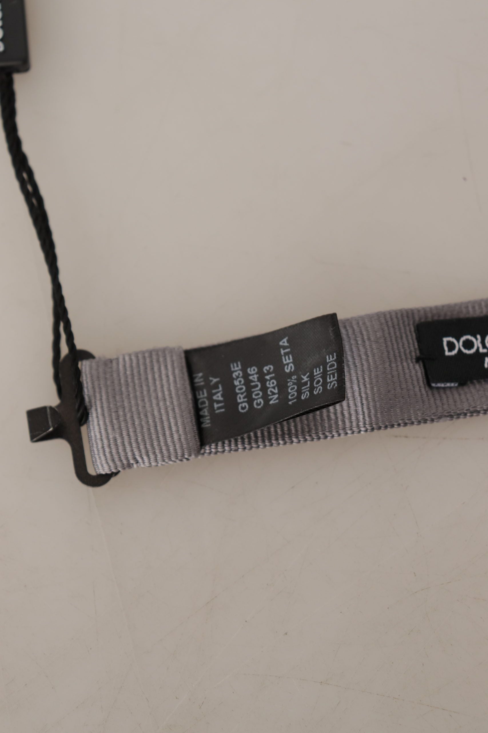 Dolce & Gabbana Grau 100% Seide Verstellbare Hals Papillon Krawatte