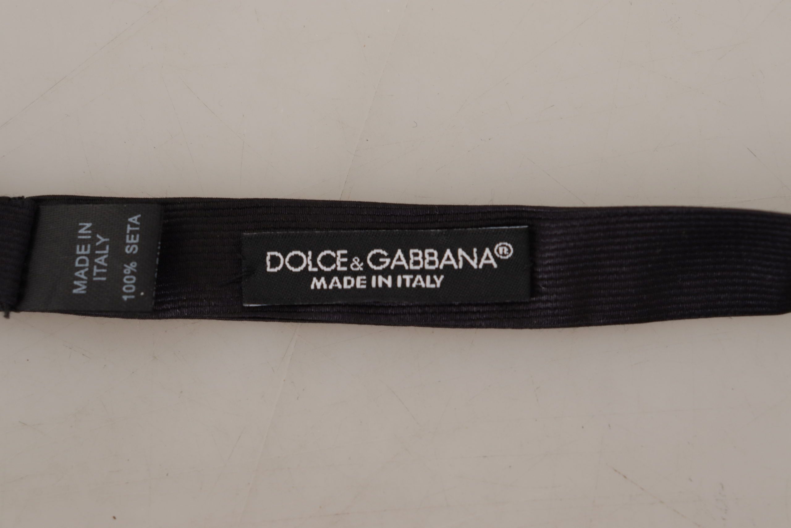 Dolce & Gabbana Schwarze 100 % Seiden-Schleife mit verstellbarem Kragen