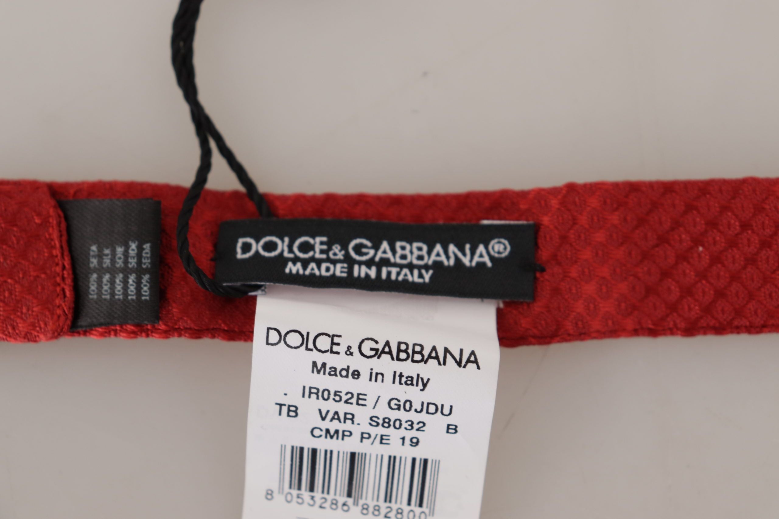Dolce & Gabbana Rote verstellbare Papillon-Krawatte aus 100% Seide