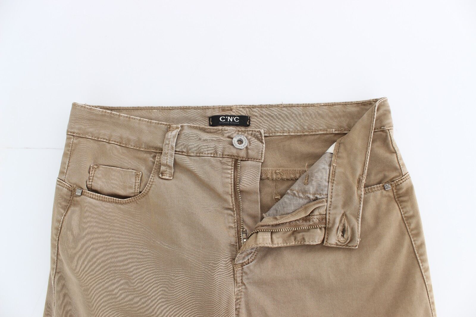 Costume National Beige Geradbeinige Denim-Hose Stretch-Jeans