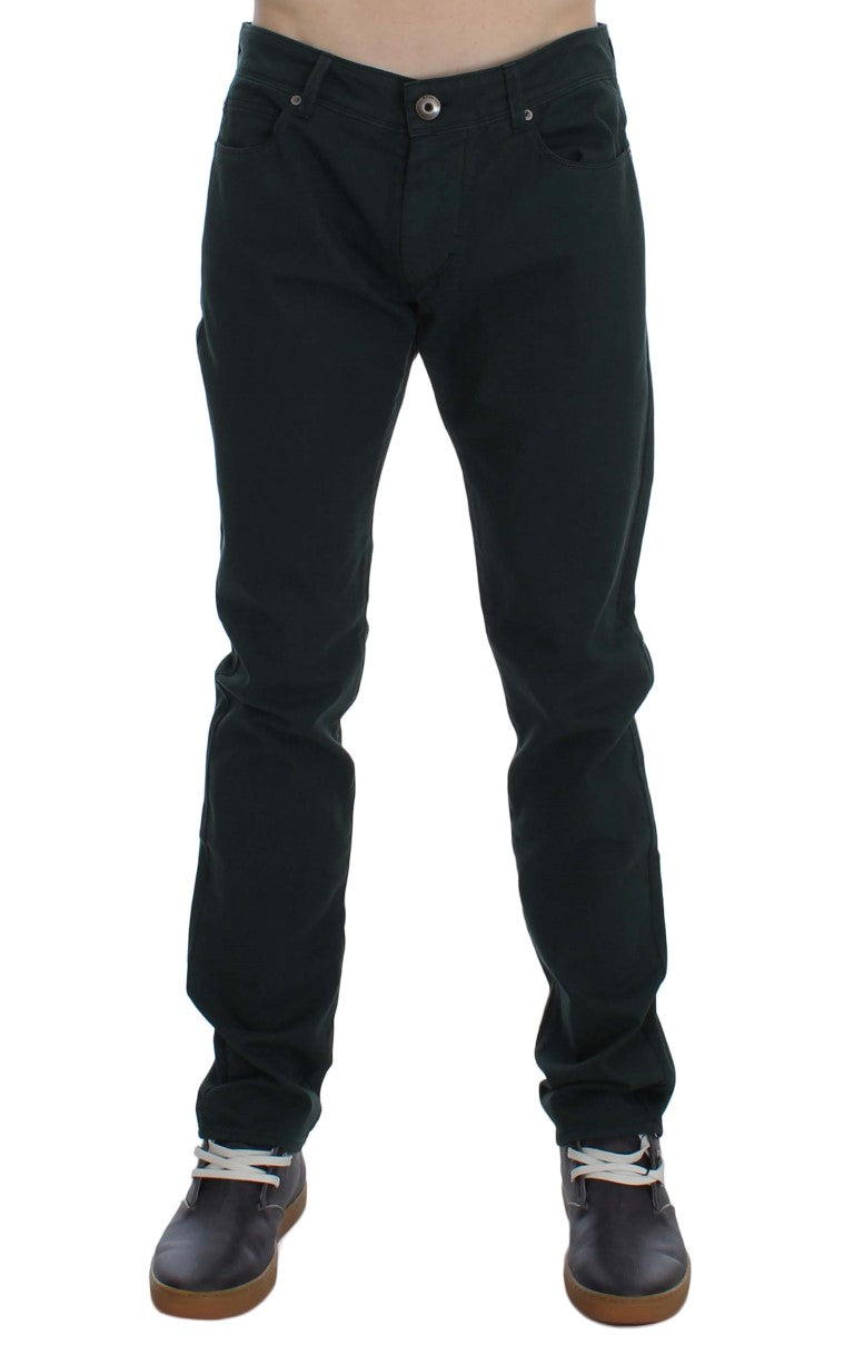 Ermanno Scervino Grüne Baumwoll-Denim Stretch Straight Fit Jeans