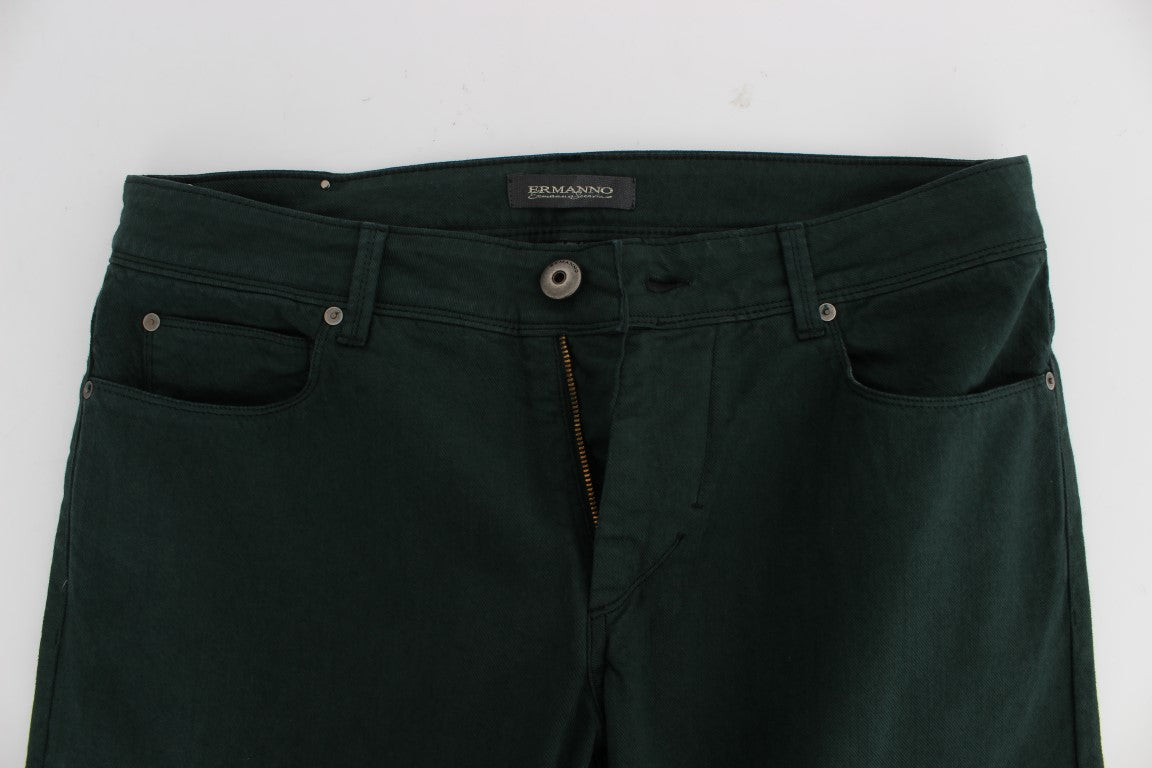 Ermanno Scervino Grüne Baumwoll-Denim Stretch Straight Fit Jeans