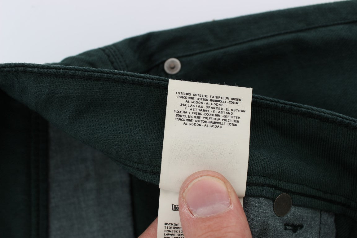 Ermanno Scervino Grüne Baumwoll-Denim Stretch Straight Fit Jeans