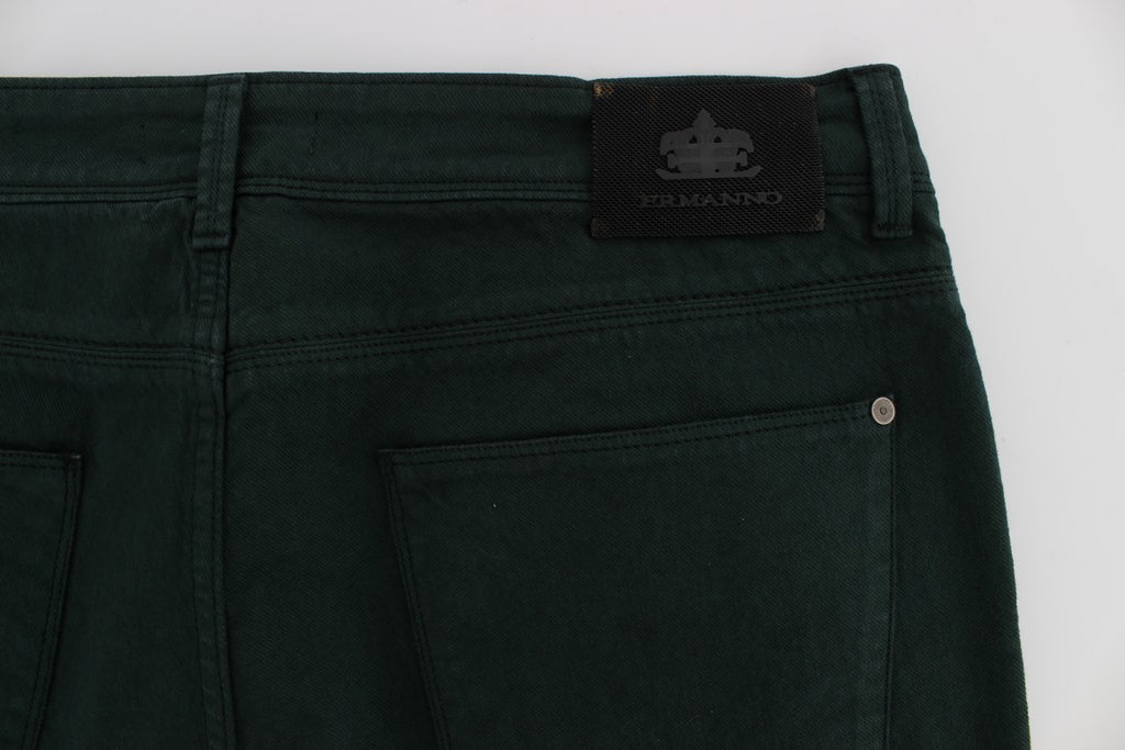 Ermanno Scervino Grüne Baumwoll-Denim Stretch Straight Fit Jeans