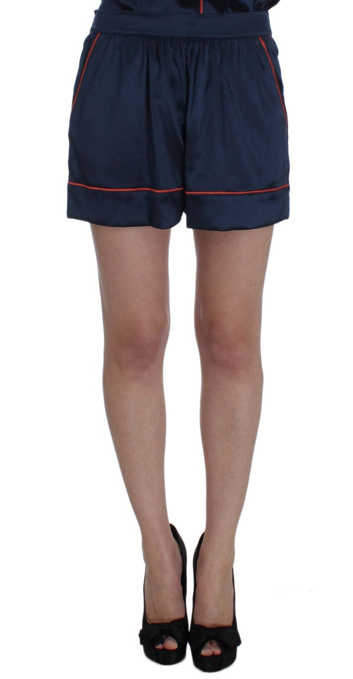 Dolce & Gabbana Blaue Seidenstretch-Schlafanzugshorts