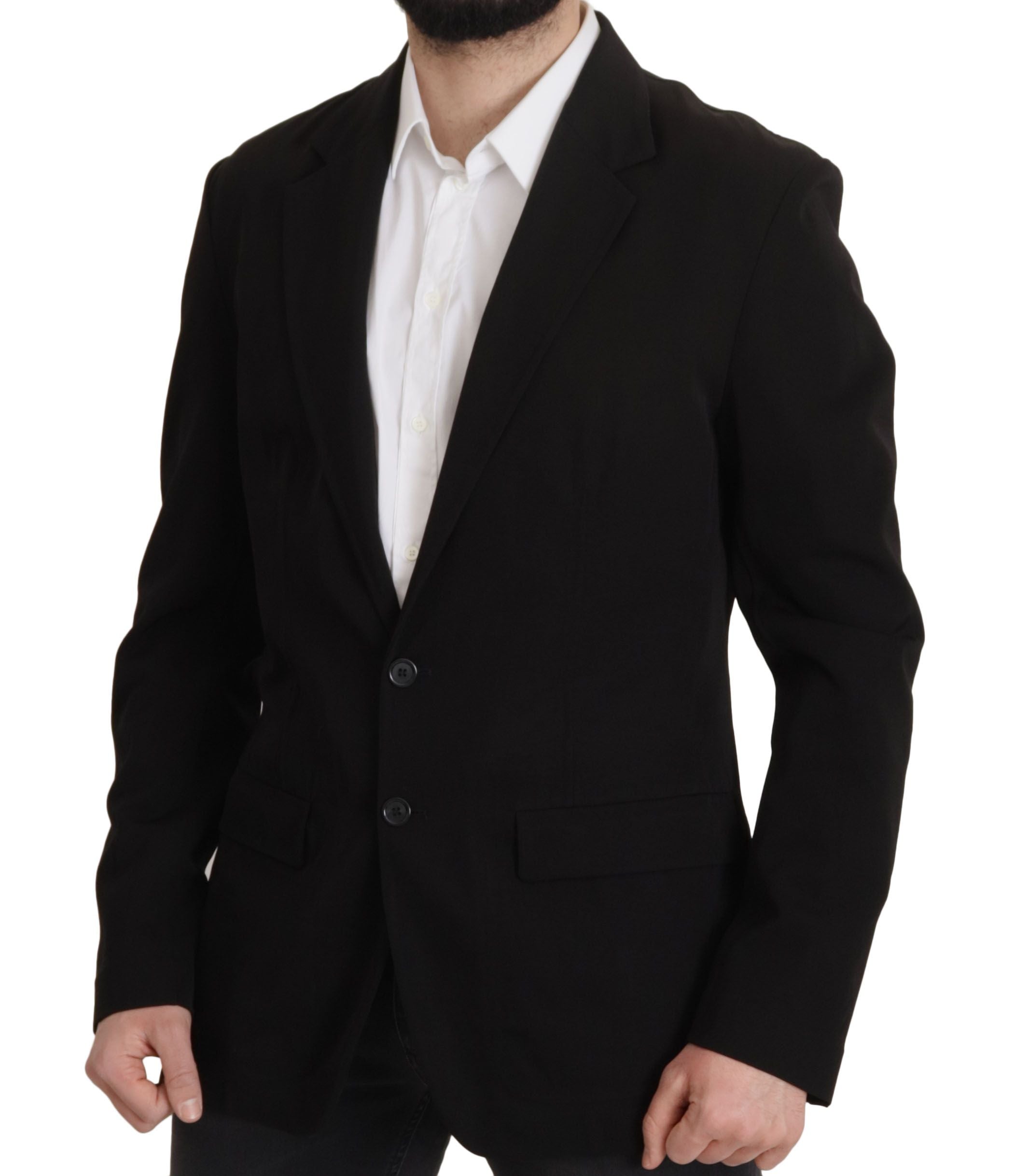 Dolce & Gabbana Schwarzer einreihiger Wollmantel Blazer