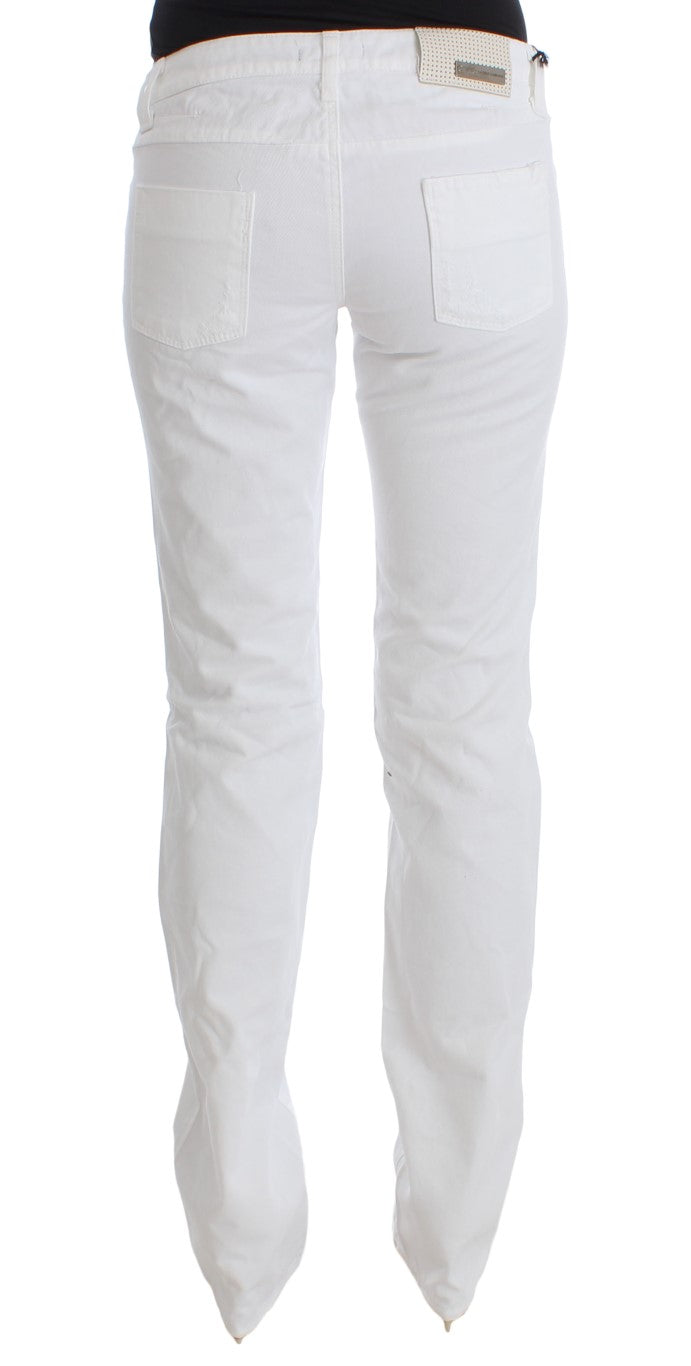 Costume National Weiße Slim Fit Denim Bootcut Jeans aus Baumwolle