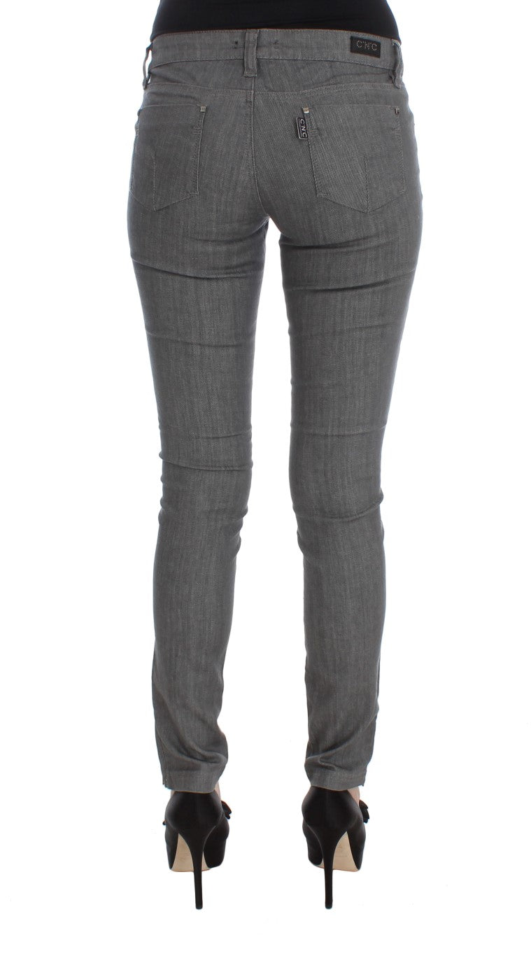 Costume National Graue Slim Fit Jeans aus Baumwollmischung