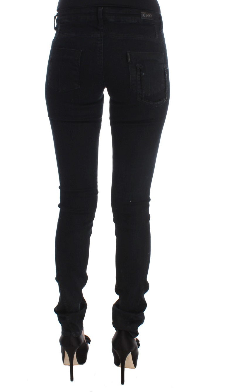 Costume National Schwarze Slim Fit Denim-Jeans aus Baumwolle